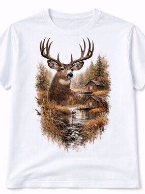Deer Western Graphic T Shirt Trendy Boutique Style Tee Mens Gifts White Tops